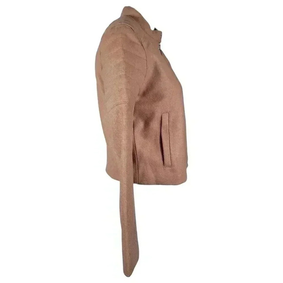 GAP Womens Vintage Moto Biker Wool Blend Tan Quilted Cropped Jacket Coat Small - Picture 4 of 15